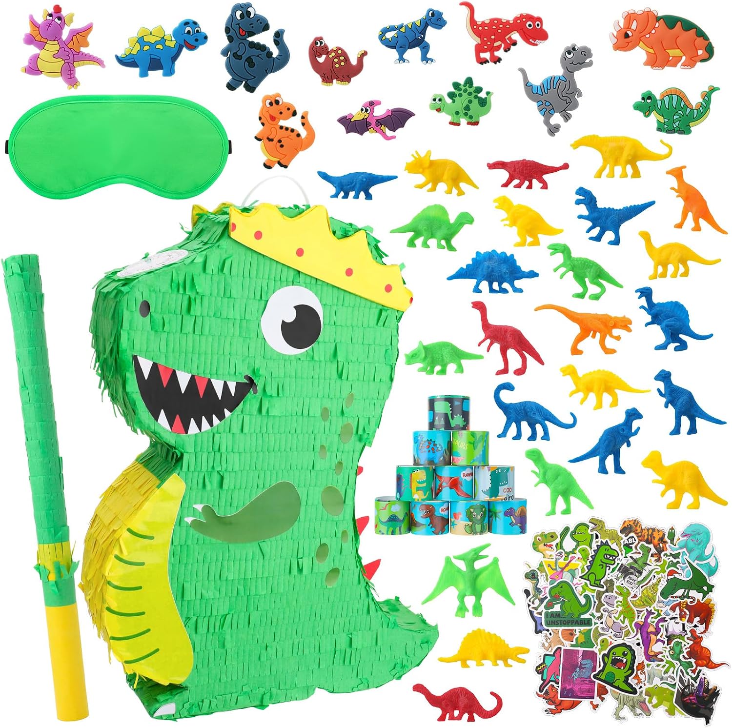 Mini dinosaur figures in a party set, from the Amazon listing