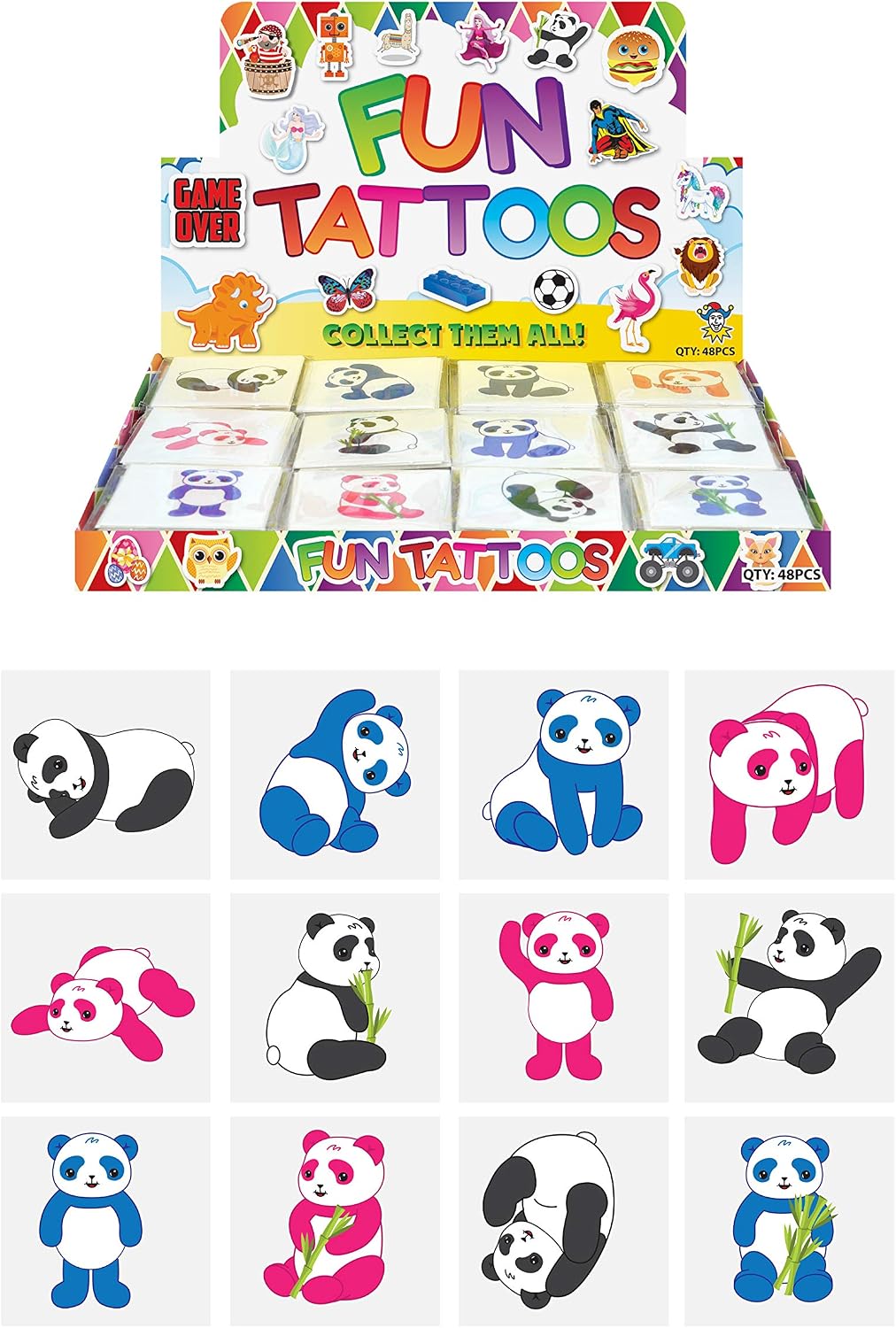 Temporary tattoo sheets, from the Amazon listing